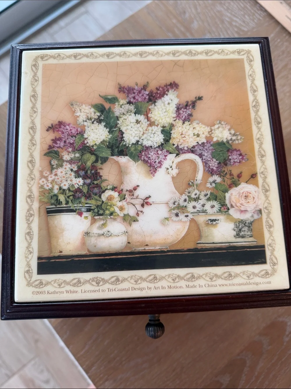 2003 Kathryn White Tri-Coastal Design by Art In Motion Wood Jewlery Box Large